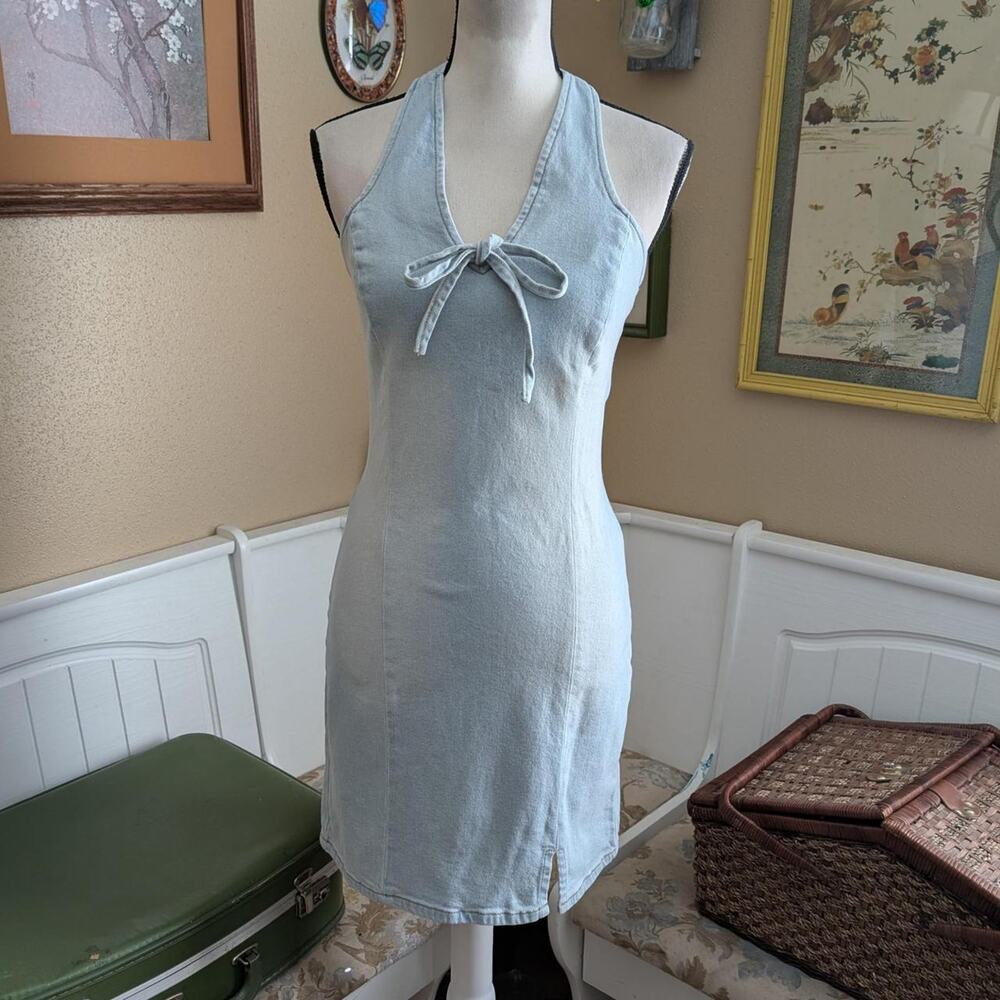 GB Denim Halter Mini Dress